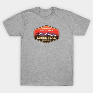 Longs Peak Colorado - 14ers Mountain Climbing Badge T-Shirt